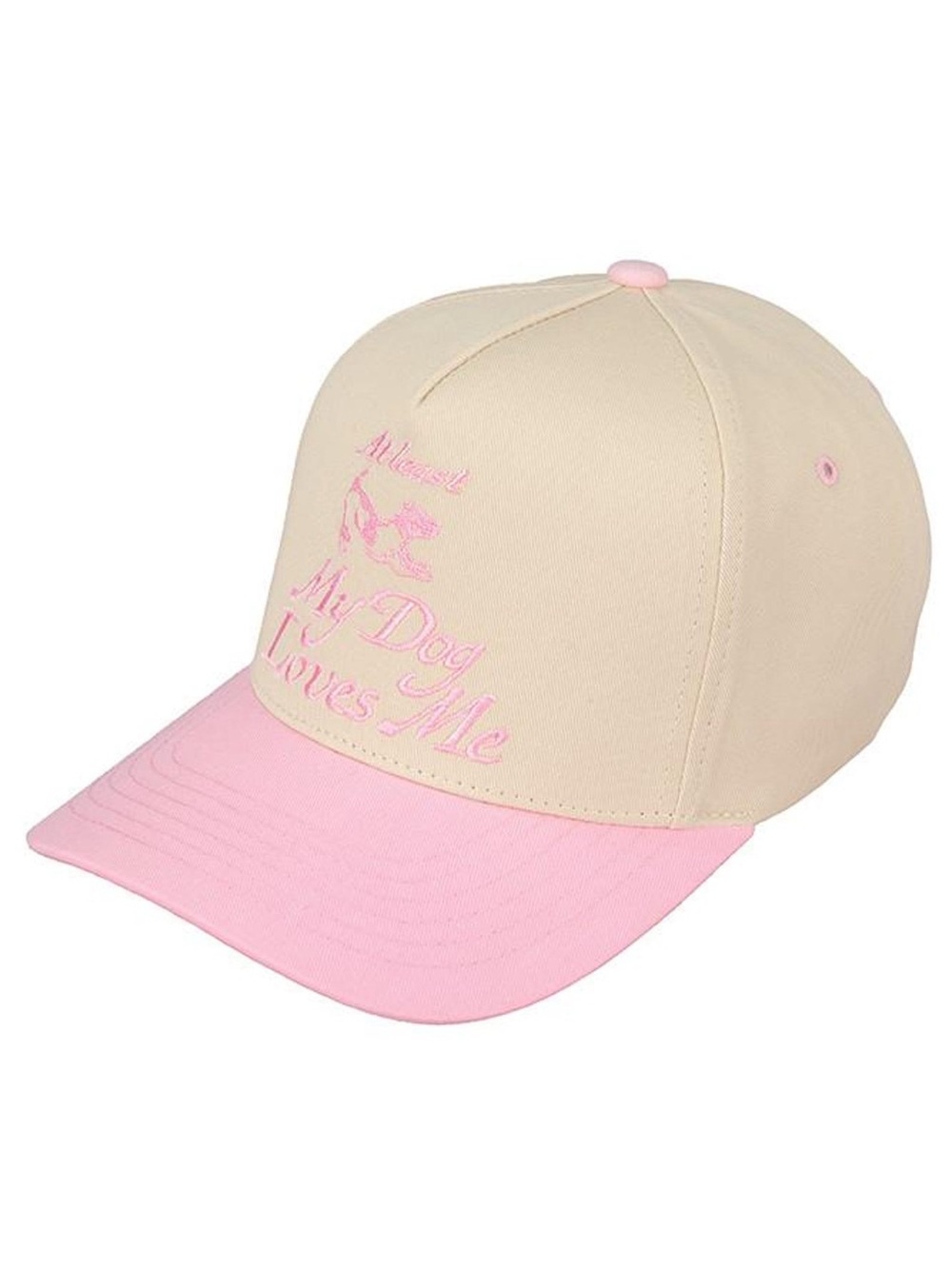 Cream and Pink 'My Dog Loves Me' Cap/ Hat